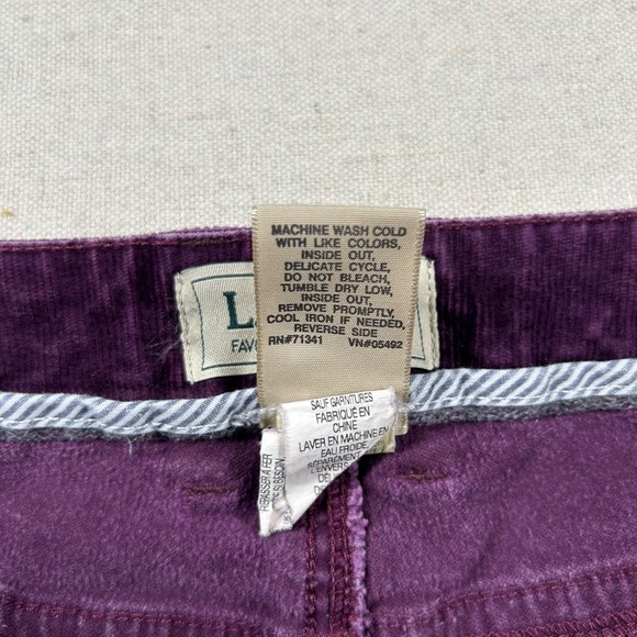 LL Bean Corduroy Pants Womens 20t Tall Grape Purple Straight High Rise Outdoor - Picture 5 of 9
